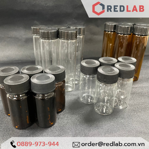 [Bán lẻ] MEMBRANE SOLUTIONS Chai thủy tinh vial 20ML 40ML trắng / nâu + Nắp vặn kín 24-400 septa 1.5mm, có VAT