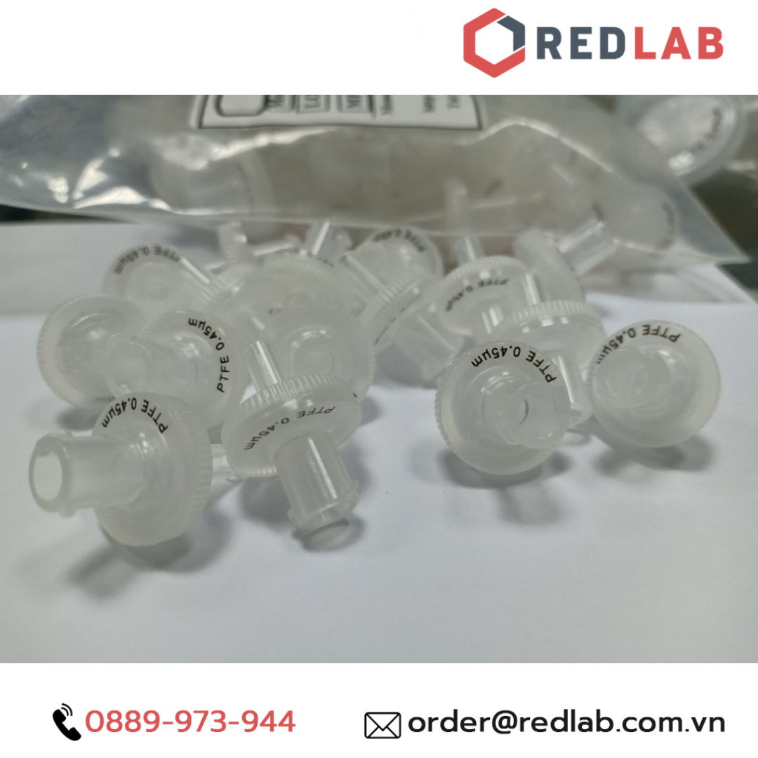 Đầu lọc Syringe PTFE đường kính 13mm, lỗ lọc 0.45 µm không tiệt trùng Finetech PTFE013N045O, giá tốt, có VAT