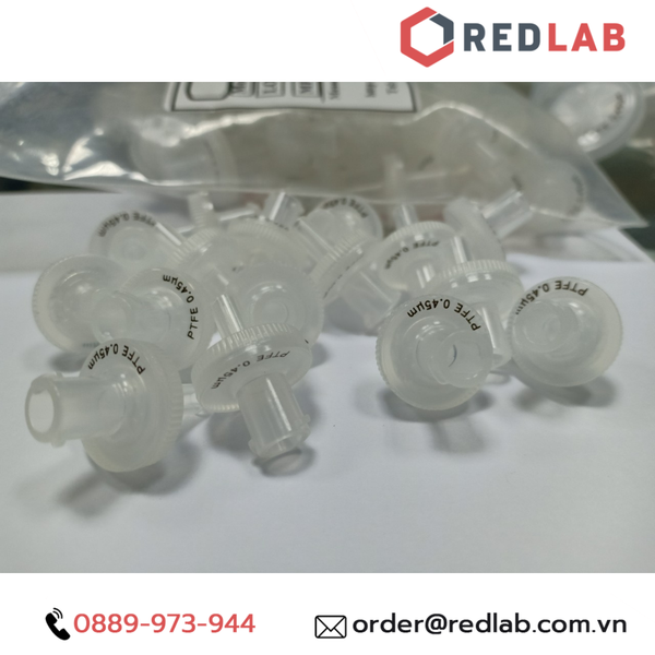 Đầu lọc Syringe PTFE đường kính 13mm, lỗ lọc 0.45 µm không tiệt trùng Finetech PTFE013N045O, giá tốt, có VAT