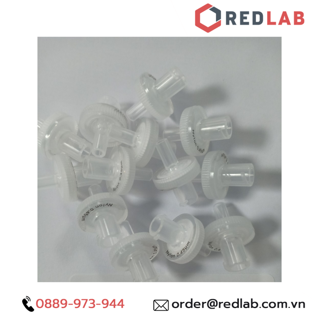 Đầu lọc Syringe Nylon đường kính 13mm, lỗ lọc 0.45µm không tiệt trùng Finetech Nylon013N045I, giá tốt, có VAT