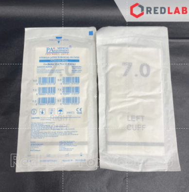 [Hộp 50 đôi] Găng tay cao su latex tiệt trùng Không bột PA Gloves (Malaysia) size 6.5 7.0 7.5 8.0 dùng trong thí nghiệm, có VAT