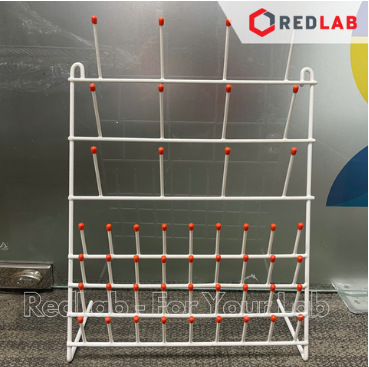 Giá phơi dụng cụ thí nghiệm 1 mặt ONELAB 48 vị trí, thép bọc nhựa, giá đỡ vật tư phòng lab tự đứng, có VAT