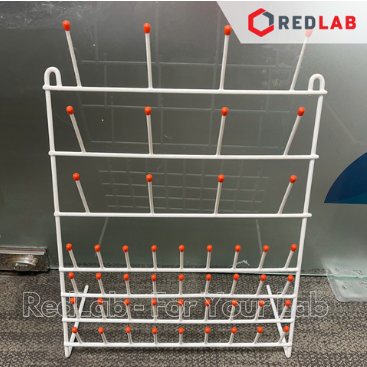 Giá phơi dụng cụ thí nghiệm 1 mặt ONELAB 48 vị trí, thép bọc nhựa, giá đỡ vật tư phòng lab tự đứng, có VAT