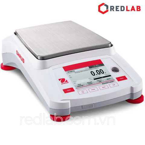 Cân kỹ thuật điện tử 2 số lẻ hiện số 2200g / 0.01g OHAUS AX2202/E chuẩn ngoại, màn hình màu cảm ứng, có VAT - redlab