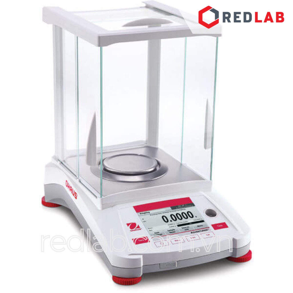 Cân phân tích điện tử 4 số lẻ hiện số 220g / 0.0001g OHAUS AX224 chuẩn Nội tự động AutoCal™, màn hình màu cảm ứng, có VAT