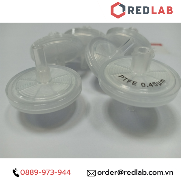 Đầu lọc Syringe PTFE đường kính 25mm, lỗ lọc 0.45µm không tiệt trùng Finetech PTFE030N045O, giá tốt, có VAT
