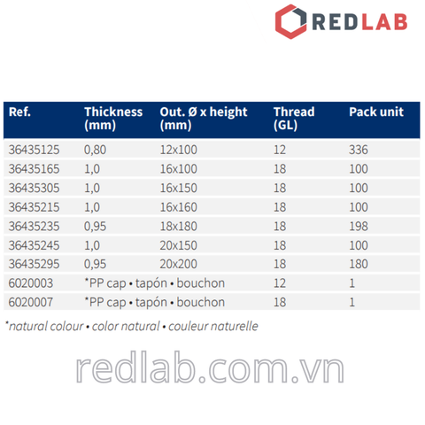 Ống nghiệm nắp vặn NORMAX Bồ Đào Nha 16*100, 16*160, 18*180, 20*150mm, có VAT