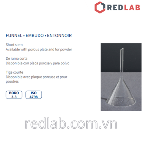 Phễu thủy tinh NORMAX Bồ Đào Nha 40 50 60 70 80 100 120 150mm, có VAT