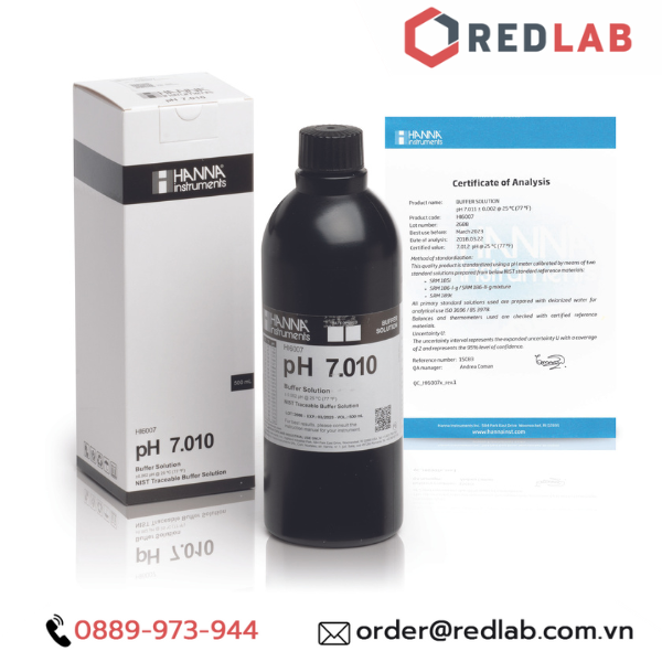 Dung Dịch Hiệu Chuẩn pH 7.010 Millesimal 3 số lẻ Hanna 500 mL Hanna HI6007, có VAT