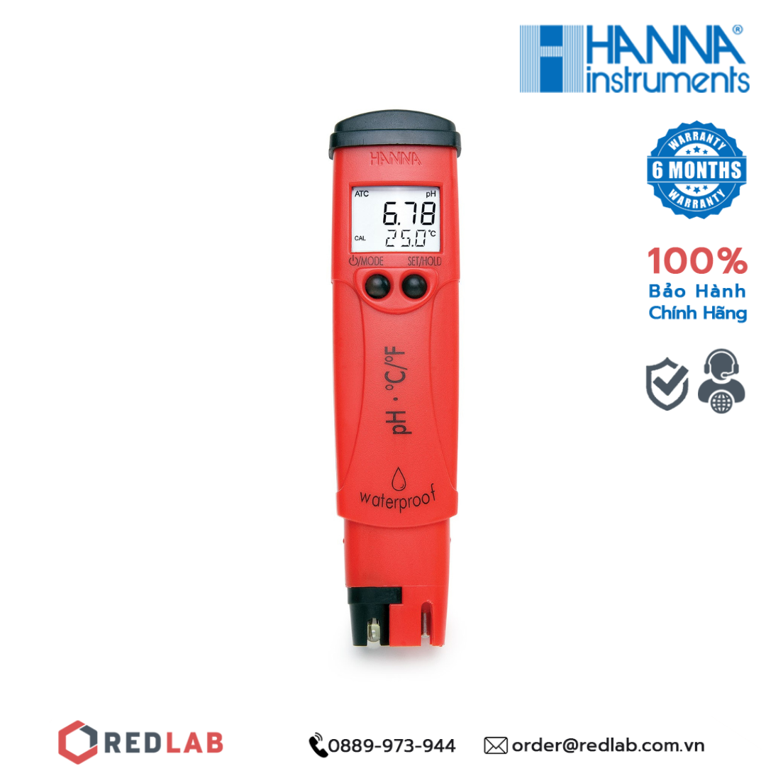  Bút đo pH/Nhiệt độ ứng dụng đa lĩnh vực, 2 số lẻ 0.1 pH Hanna HI98128, có bù nhiệt, giá tốt, có VAT 