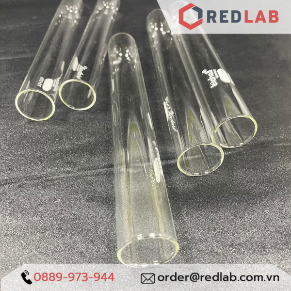 Ống nghiệm trơn không vành BIOHALL Ø 12 13 16 18 20 25 30 32 38 mm, thuỷ tinh boro 3.3 chịu nhiệt, in logo, có VAT