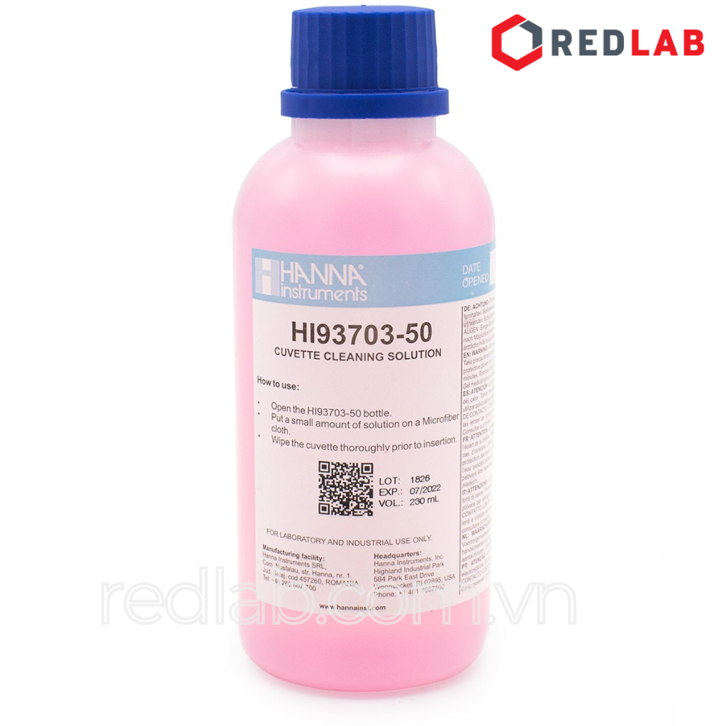 Dung Dịch Rửa Cuvet, Chai 230mL Hanna HI93703-50, giá tốt, có VAT