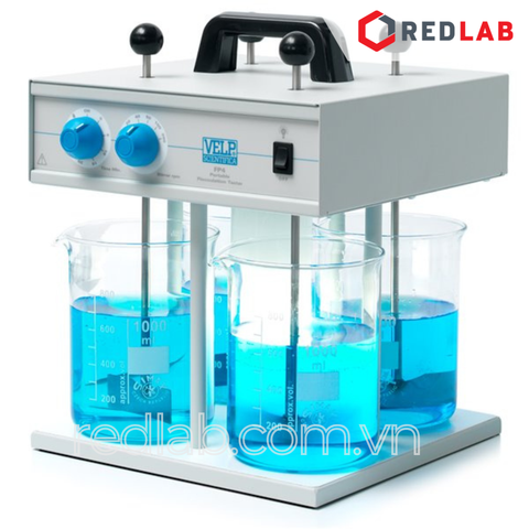 Máy khuấy Jartest 4 vị trí FP4 (F105A0117) VELP - Ý, xách tay đi hiện trường max 200 v/p, leaching test Jar-test, có VAT - redlab