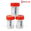 [Gói 100 cái] Lọ đựng mẫu nhựa PS tiệt trùng 55ml Hồng Thiện Mỹ nắp vặn đỏ, có nhãn, dùng trong lab thí nghiệm, có VAT