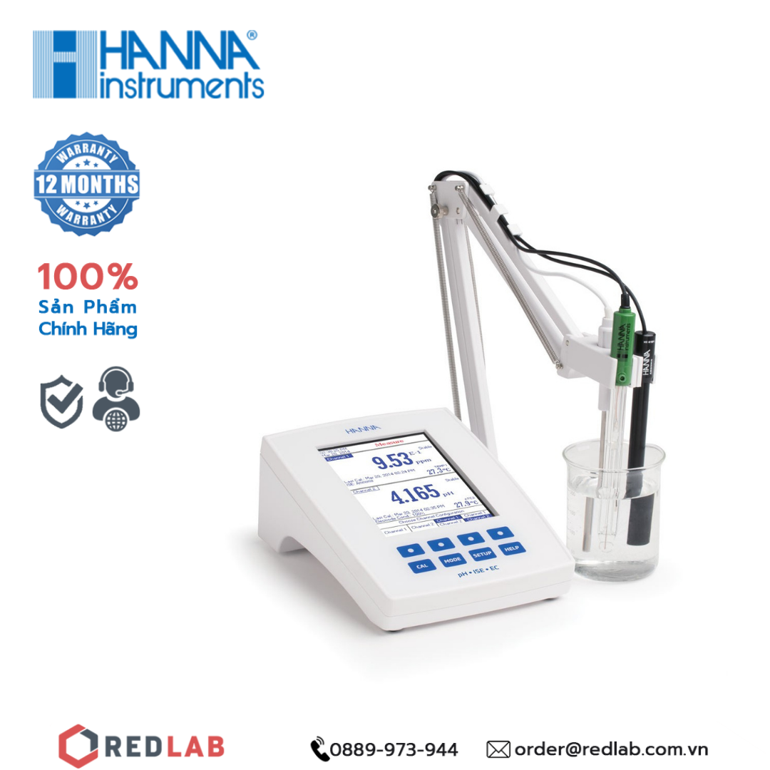 Thiết bị đo pH/ORP/ISE Và EC/TDS/Độ Mặn/Trở Kháng Để Bàn Hanna HI5522-02, giá tốt, có VAT