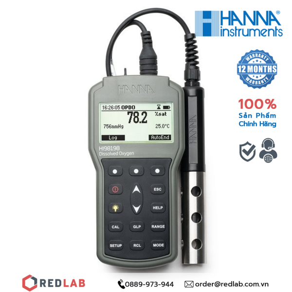 Máy đo oxy hoà tan Hanna Dạng quang học thế hệ mới HI98198, giá tốt, có VAT