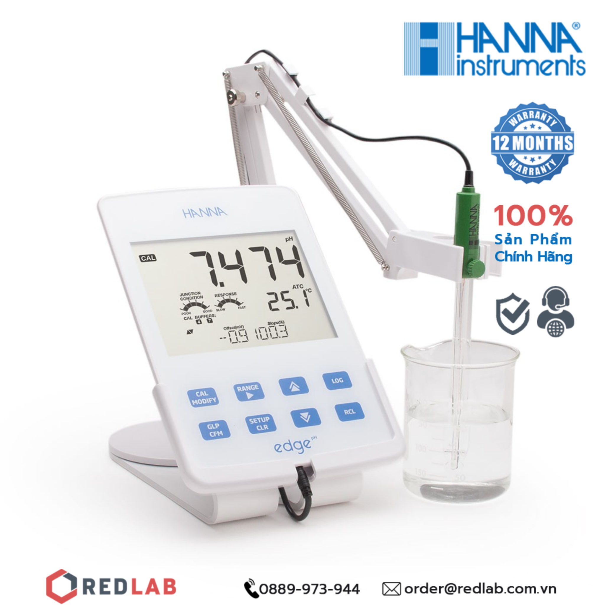Máy đo pH / ORP / Nhiệt Độ để bàn Hanna HI2002-02, giá tốt, có VAT