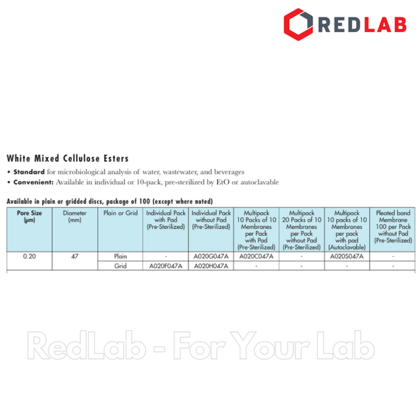 Màng lọc vi sinh MCE Ø 47mm 0.2um ADVANTEC A020H047A kẻ sọc, tiệt trùng từng tờ (hộp 100 tờ) có VAT