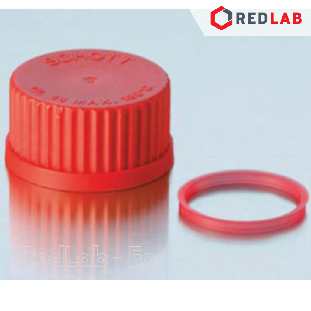 Nắp vặn đỏ GL45, nhựa PTFE chịu nhiệt cho chai trung tính, DURAN 292402807, có VAT
