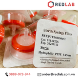 Đầu lọc Syringe PTFE tiệt trùng, đường kính 33 mm, lỗ lọc 0.22µm và 0.45µm Finetech PTFE033S022I và PTFE033S045I, giá tốt, có VAT