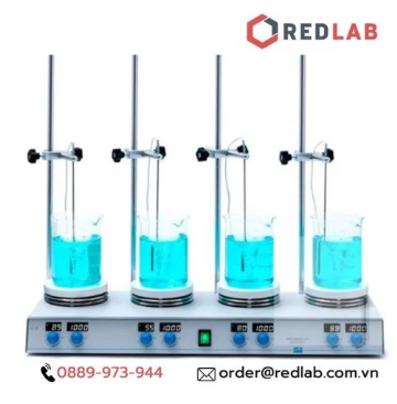 Máy khuấy từ gia nhiệt 4 vị trí AM4 Digital Pro (SA20500425) hãng VELP - Ý, điện cực Pt100, max 1200 vòng/phút 370°C 4x 15 lít (H2O), có VAT - redlab