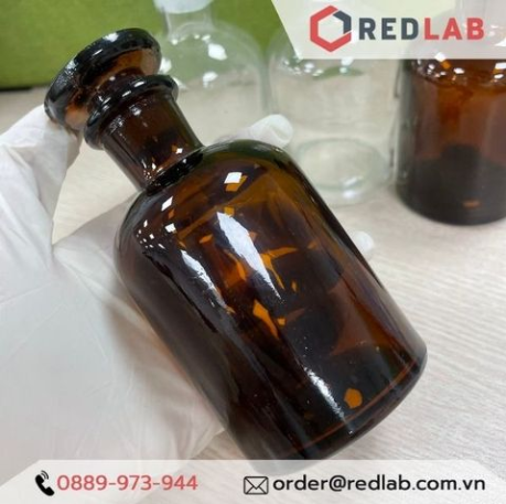 Chai nâu nút mài 30 60 125 250 500 1000 2500 ml 5L 10L miệng rộng MR / miệng hẹp MH, chai thuỷ tinh nâu nắp mài nhám dùng đựng mẫu thí nghiệm, có VAT