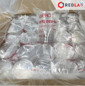 [Thùng 500 cái Tiệt trùng] Đĩa Petri nhựa 90x15mm LPR90136 hãng LabPRO Thụy Sỹ, nặng 13g, chiếu xạ ISO 11137, có VAT
