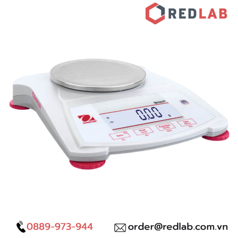Cân kỹ thuật điện tử 2 số lẻ hiện số 220g / 0.01g OHAUS SPX222 chuẩn ngoại, màn hình LCD, có VAT - redlab