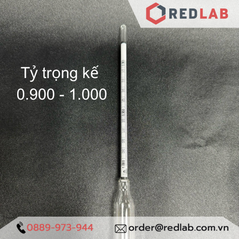 Tỷ trọng kế 0.900-1.000 : 0.001 g/ml Tp 20°C hãng Alla - Pháp - Redlab