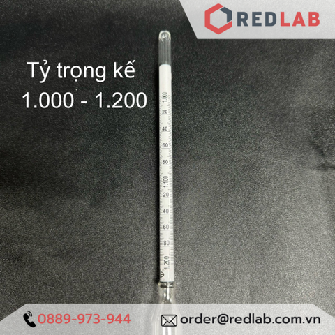 Tỷ trọng kế 1.000-1.200 : 0.002 g/ml Tp 20°C hãng Alla - Pháp - Redlab