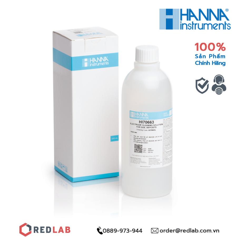 Dung dịch rửa điện cực trong đất trồng nông nghiệp (500mL) Hanna HI70663L, giá tốt, có VAT