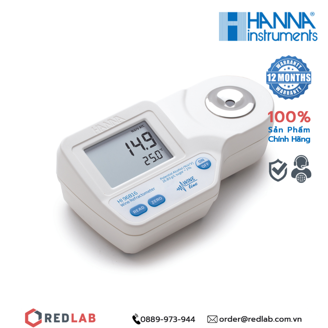 Thiết bị đo độ ngọt Sucrose cho rượu vang và rượu nho Hanna HI96816, giá tốt, có VAT