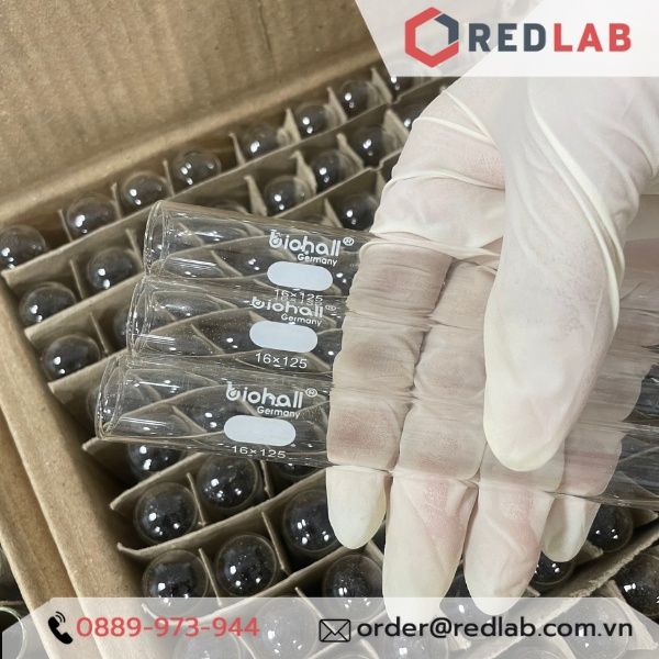 Ống nghiệm trơn không vành BIOHALL Ø 12 13 16 18 20 25 30 32 38 mm, thuỷ tinh boro 3.3 chịu nhiệt, in logo, có VAT