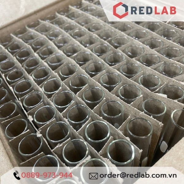 Ống nghiệm trơn không vành BIOHALL Ø 12 13 16 18 20 25 30 32 38 mm, thuỷ tinh boro 3.3 chịu nhiệt, in logo, có VAT