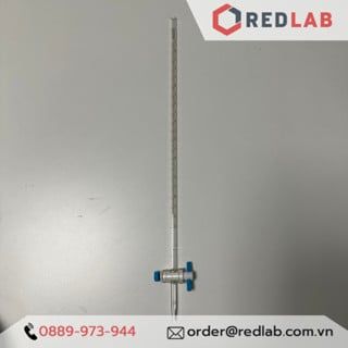 Buret trắng khoá nhựa PTFE ONELAB 10 25 50ml, burette thủy tinh chia vạch cho thí nghiệm chuẩn độ, có VAT