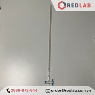 Buret trắng khoá nhựa PTFE ONELAB 10 25 50ml, burette thủy tinh chia vạch cho thí nghiệm chuẩn độ, có VAT