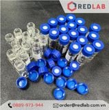 Lọ đựng mẫu sắc ký vial 2ml 9-425 MEMBRANE SOLUTIONS trắng / nâu, Nắp vặn xanh có lỗ / septa xẻ rãnh / nắp kín, có VAT