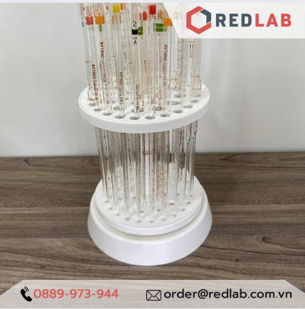 Giá đỡ pipet tròn 44 vị trí ONELAB kệ nhựa đựng pipet thẳng, pipet bầu thí nghiệm, có VAT