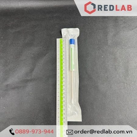 Que gòn lấy mẫu thí nghiệm GREETMED 16cm cán gỗ, tiệt trùng từng ống nhựa, đóng vỉ giấy, disposable swab test, có VAT