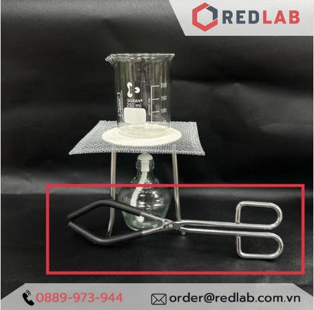 Kẹp cốc đốt ONELAB dài 26cm, khẩu độ 4-11cm, inox bọc nhựa chống trượt, kẹp beaker, chén nung thí nghiệm, có VAT