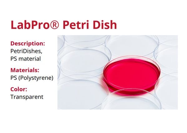 [Gói 10 cái Tiệt trùng] Đĩa Petri nhựa 60x15mm LPR605700 hãng LabPRO Thụy Sỹ, chiếu xạ chuẩn ISO 11137, có VAT