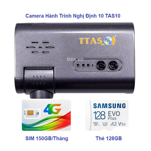  Camera Hành Trình Nghị Định 10 TAS10 + Thẻ 128GB + SIM 150GB/Tháng 
