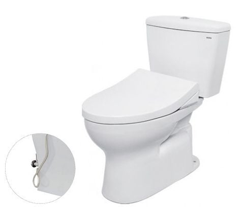  Bàn cầu hai khối CS300DRE4, nắp đóng êm kèm vòi rửa nước lạnh TCW1211A 