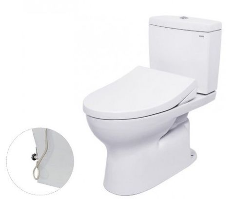  Bàn cầu hai khối CS320DRE4, nắp đóng êm kèm vòi rửa nước lạnh TCW1211A 