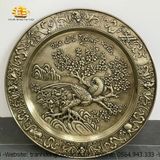  Tranh mâm đồng mai điểu trường xuân đk đường kính 52cm màu giả cổ 