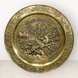  Tranh mâm đồng mai điểu trường xuân màu giả cổ đường kính 57cm 