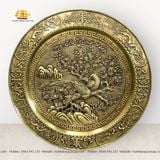  Tranh mâm đồng mai điểu trường xuân màu giả cổ đường kính 57cm 