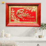  Tranh chữ Phúc 54x81cm mạ vàng 24K nền đỏ 