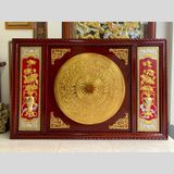  Tranh Trống Lục Bình nền đỏ mạ vàng 24K 107x155cm 