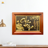  Tranh Cha Mẹ 38x54cm không mạ vàng nền đen khung gỗ sồi 